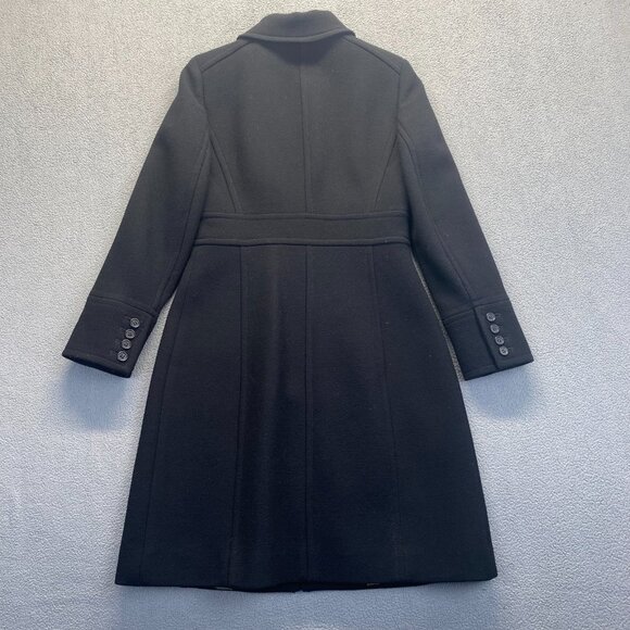 J. Crew Classic Lady Day Coat Size P2 Black Italian Double Cloth Wool Petite - Picture 9 of 11
